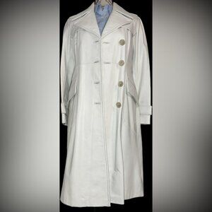Banana Republic Women’s Long White Leather Coat XS